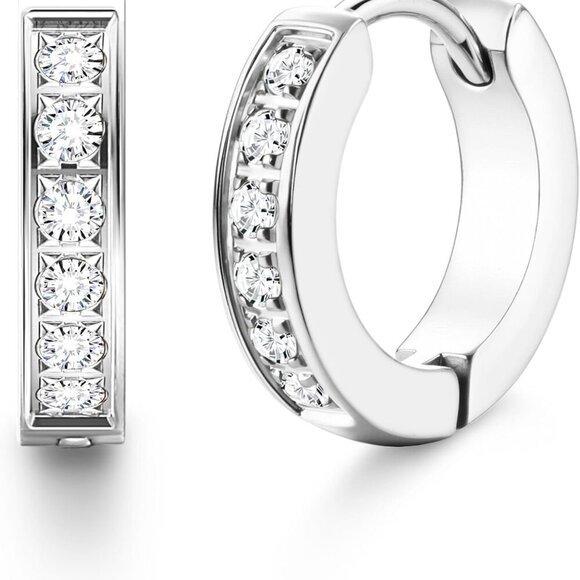 Jewelry - Hypoallergenic Gold/Black/Silver Hoop Earrings with Cubic Zirconia - Unisex